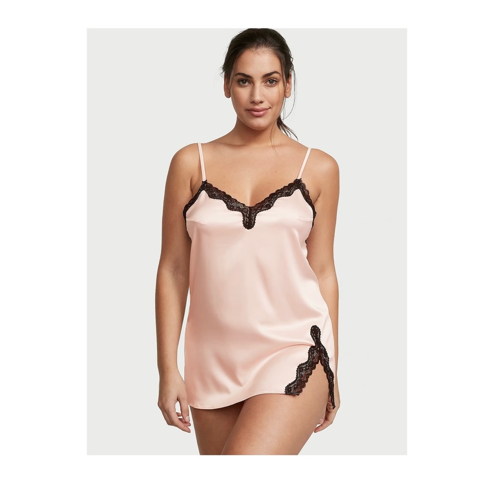 NWT VS Tease Satin Lace-Trim Mini Slip